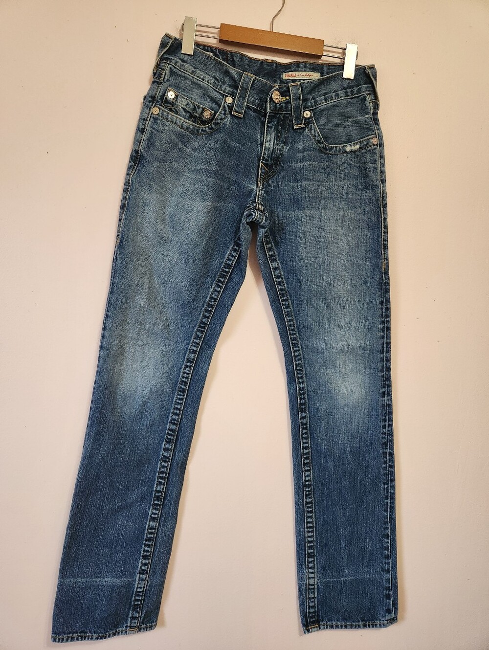 Silver Jeans Co Aiko Low Rise Straight Leg Y2K Whipstitch Denim Jeans W33 L32
